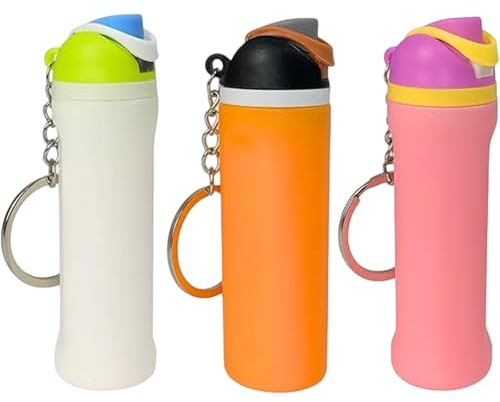 FrostyFlair Portachiavi con Mini-Bicchiere, Portachiavi con Mini Bottiglia d'Acqua, Accessorio Pratico e Adorabile per Borsa e Chiavi