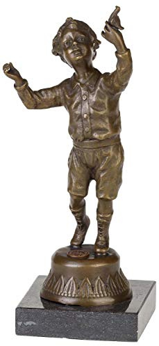 aubaho Bronzeskulptur Junge Vogel im Antik-Stil Bronze Figur Statue 23cm
