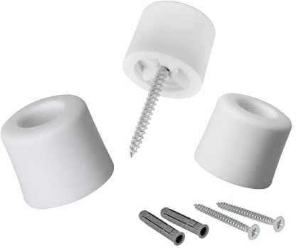 LouMaxx Set of 3 Door Stoppers for Floor Mounting - Rubber Door Stops With Screws and Dowels - Perfect Protection Against Slamming Doors