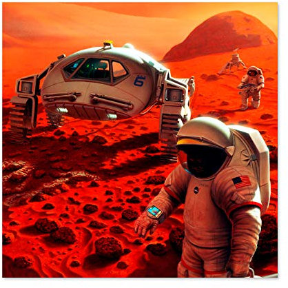 Fine Art Prints Großes Wandkunst-Poster, Motiv: Weltraum NASA Menschen auf Mars, Planet Rover, dickes Papier, 61 x 61 cm