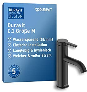 Duravit C.1 Waschtischarmatur, Größe M (Auslauf Höhe 86 mm). Wasserhahn Bad in Schwarz Matt