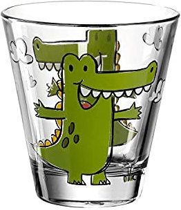 Leonardo Bambini 017900 - Vaso de cristal para niños, apto para lavavajillas, 215 ml, diseño de animales