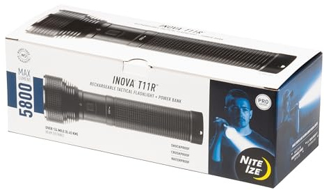 Nite Ize T11RA-01-R8 Inova T11R Rechargeable Tactical Power Bank Long Range Waterproof Flashlight, 763 Lumens, PowerSwitch