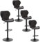 EUGAD 4X Barhocker Bistrohocker Designer Hocker Tresenhocker Retro höhenverstellbar und 360° drenbar mit Rückenlehne aus Kunstleder Metall Anthrazit, 0665BY-4