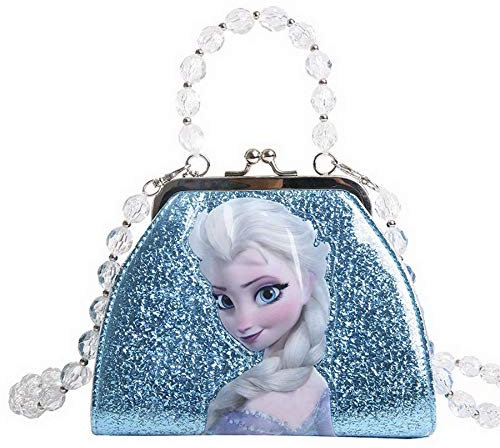 K-ONESEEYOU Elsa Tasche für Mädchen Geldbörse Glitzer-Umhängetasche Frozen 2 Eiskönigin Kinder Anna und Elsa Spielzeug (Blau Elsa B)