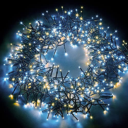 NETTA Christmas Tree Lights Cluster Lights 2000 LED - 8 Hours On Timer, 8 Light Modes, Plug in, Waterproof Indoor & Outdoor Use – 2000 LED / 24m Lit Length, Warm White & Cool White