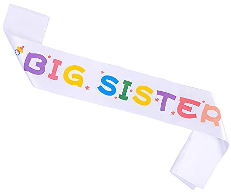Topfunyy Schärpe mit Aufschrift Big Sister, weiße Flecken, für Babyparty, große Schwester, Party-Dekorationen (weiß)