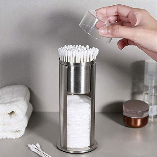 MOUMOUTEN Wattestäbchen Halter Wattepad Halter Wattepadspender, Wattestäbchen Spender Edelstahl Make Aufbewahrung Abnehmbares Wattestäbchen Pad Container für Wattepads Wattestäbchen