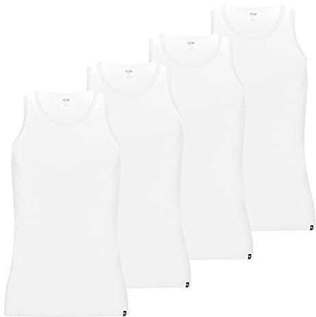 PUMA Herren Basic Tank Tops Unterhemden 100000891 4er Pack, Artikel:-002 White, Wäschegröße:M