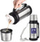 HoneyBee Vacuum Insulated Bottle Coffee Thermo,41 Ounce,Thermos for Hot Drinks.Keep Liquid Hot or Cold 24 Hours.Thermos & Perfect Size Cleaning Brush.Portable.Bpa-Free Termos Para Cafe.（Silver）