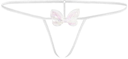 Sohimary 447 Mujer Mini String Tanga Abierto Corbata De Moño XS S M 34 36 38 40 Blanco