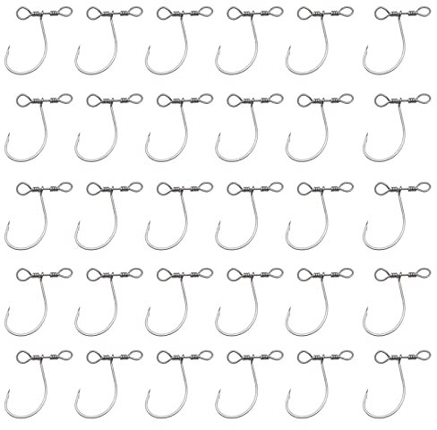 EMSea 30pcs Drop Shot Fishing Hooks with Drop Shot Rig and Swivel for Bass, Perch, Catfish, Trout, Carp, Crucian