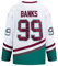 Adam Banks # 99 Eishockey Trikot Jersey Mighty Ducks Lustiger Film Top Hip Hop Plus Size Langarm Herren Stickerei Sport Bekleidung,White,2XL(Bust:134cm)