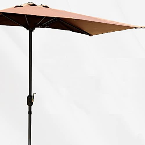 GALLIN Demi Parasol Parasol De Jardin Inclinable Parasol De Marché Rectangulaire Parasol Demi 195 * 100cm Parasol Solaire Portable (Color : Coffee)