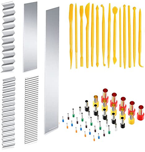 Allazone 59 Stück Polymer Clay Cutters Set, 5 Stück Flexible Clay Cutter Blade, 40 Stück Runden Polymer Lehm Cutter für Tonschnitzerei, Bastelschnitzerei, DIY-Modellierung
