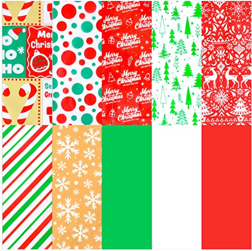 Zayvor 120 Christmas Tissue Paper Sheets - Bulk Printed Wrapping Paper for Christmas Decorations, Supplies, Gifts, Bags, Boxes, Wine Bottles