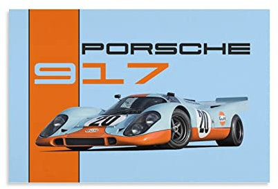 Poster Supercar Porsche 917K sur toile et décoration murale moderne pour chambre à coucher (40 x 60 cm)