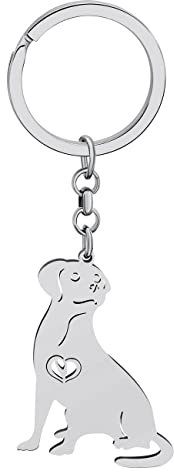 NEWEI Edelstahl Hund Schlüsselanhänger Cute Pet Hund Schlüsselanhänger für Frauen Mädchen Geldbörse Autoschlüssel Charms (Versilberter Labrador)