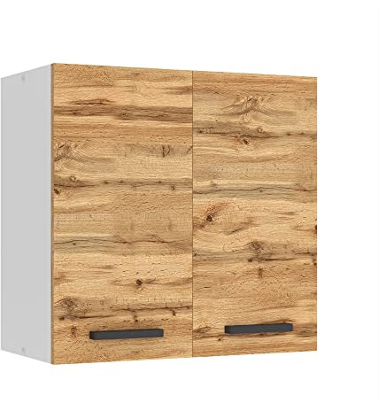 Belini Hängeschrank Küche, Küchenschränke SG2. Breite 60 cm. Oberschrank mit 2 Türen, Küchenhängeschränke, Wandschrank Hängend, Wotan-Eiche