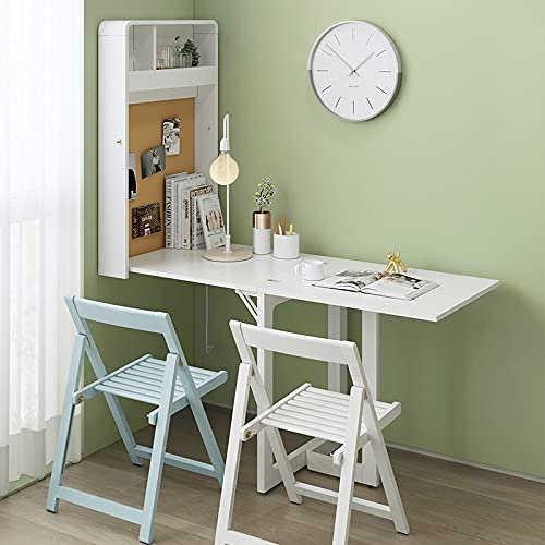 Oldpard Klappbarer Schreibtisch und Esstisch zur Wandmontage, zusammenklappbarer Tisch für Küche und Wohnzimmer, robuster Wandmontage-Tisch (14cm x 63cm x 84cm, weiß)