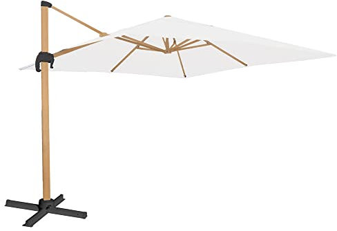 LOLAhome Parasol de jardín excéntrico Tiber con manivela blanco de aluminio de 300x400 cm