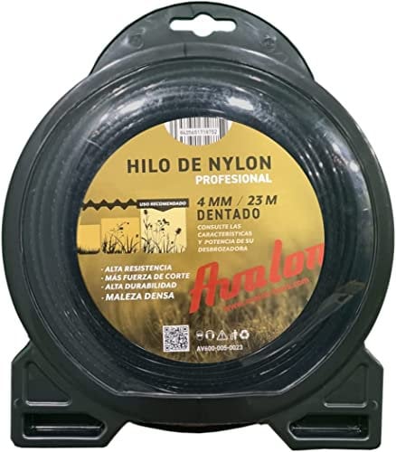 Avalon - Filo di Nylon Universale per decespugliatore e Tosaerba (4 mm x 23 m)- Filo ad Alta durezza per Il Taglio delle Erbacce