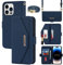 Cavor Case compatible with iPhone 14 Pro Phone Case With Strap,Crossbody Flip Leather Wallet Case,[5 Card Holder][Mirror][Magnetic],Lanyard Case Cover for women - Blue