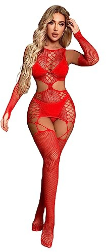 Sexiga underkläder för kvinnor kroppsstrumpa röd/svart nät body underkläder catsuit underkläder sexiga underkläder nätstrumpbyxor ihålig jumpsuit kvinnor bodysuit nattkläder outfit set öppen för sex