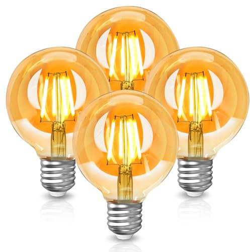Bonnov Ampoules E27 LED Vintage Intérieur, Blanc Chaud 2700K, 4W Ampoule à Filament, Equivalent à Ampoule Incandescente 40W, G80 Edison Rétro Antique Lampe Décorative, Non-Dimmable, Lot de 4