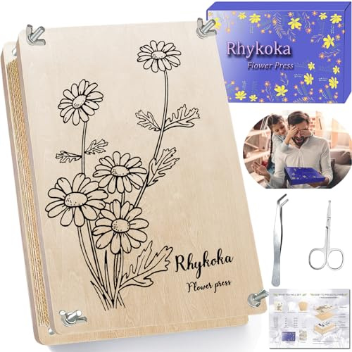 Rhykoka Large Flower Press Kit for Adults, 10 Layers 11.8 x 8.3 Inches DIY Wood Leaf Plant Press Kit, Great Gift for DIY Arts and Crafts Lovers (Light Beige)