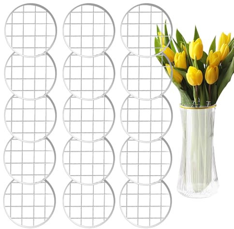 Einmachglas-Blumen-Einsatzdeckel für normale Öffnung, 15 Stück, Blumengitter, Frosch für Arrangement, Vase, Metall, Einmachglas, Blumen-Organizer, Deckel mit quadratischem Gitter für normale Öffnung,