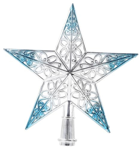 VALICLUD Christmas Tree Top Hat Decoration, Xmas Treetop Ornaments, Silver Blue, Christmas Tree Top Decoration, 20X20CM