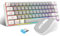 Snpurdiri 60% Prozent Tastatur Maus Set Kabellos, Wireless Gaming Tastatur und Maus Combo, Enthalten 2.4G Small Mini 60% Merchanical Feel Tastatur, Ergonomisches Design Vertical Feel Maus (Whitegrey)