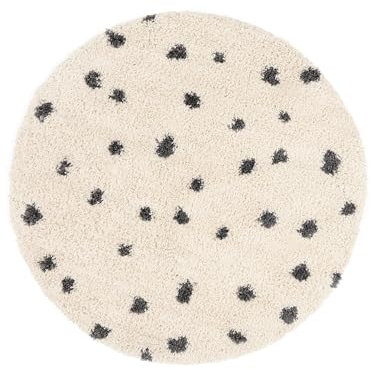 RugVista Polly Teppich, Kinderzimmerteppich, ∅ 150 cm, Rund, Kinderteppich für Kinder, Polypropylene, Spielteppich Babys Junge Mädchen, Keine schädlichen Stoffe, Naturweiß/Dunkelgrau