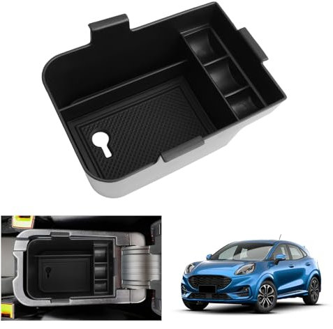 GAFAT Compatible con Ford Puma/Fiesta MK8 2017-2024 Consola Central Caja de Almacenamiento, Puma ST Fiesta ST 2023 Reposabrazos Organizador Bandeja Guantera, Accesorios Puma, Accesorios Fiesta MK8