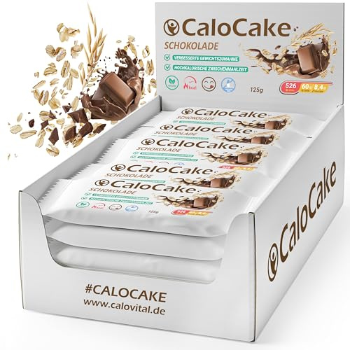 CaloCake Mahlzeitenriegel 24er Box, 592 kcal, Schokolade | Hochkalorisch zur Gewichtszunahme, Ausdauer- & Energieriegel mit viel Protein, vegan & laktosefrei