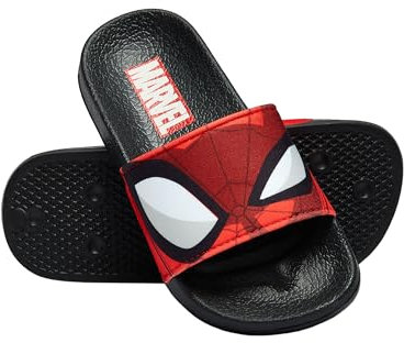 Marvel Spiderman Shoes For Boys | Boys Sliders | Beach Sliders | Official Spiderman Merchandise | Boys' Hoodies | Black Size 2