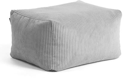 mokebo Pouf oder Hocker mit Cordbezug 'Der Ruhestifter', Sitzhocker oder Sitzpouf mit EPS-Perlen-Füllung, auch als Fußhocker aus Cord oder Beistelltisch fürs Wohnzimmer in 65x55x35 cm (B/T/H) in Grau