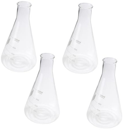 SKISUNO 4pcs High Borosilicate Flask Glass Laboratory Conical Experiment Conical Flask School Experiment Tools