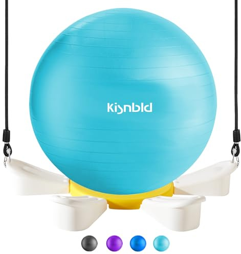 kisnbld Gymnastikball-Basis, Gänseblümchen-Form, Yoga-Ball-Basis mit Widerstandsbändern, vielseitiger Balance-Ball-Ständer für Schwangerschaftsübungen, Workout-Routine und Büro-Ballstuhl
