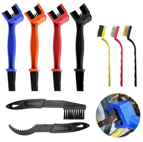 GOTFUN 9 Stück Ketten Reinigungsbürste, Motorrad Kettenreiniger Set, Kettenreiniger Bürste, KettenBürste Reinigung Werkzeug Fahrrad, Gangschaltung Zahnräder Reinigung Werkzeug