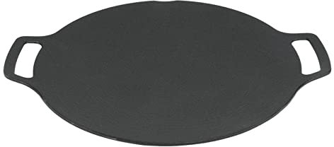 Koreanische Grillpfanne mit 6-lagiger Beschichtung, Antihaftbeschichtete Grillplatte für Gaskocher, Runde Pfanne mit Doppelgriff für Outdoor-Camping (25CM)