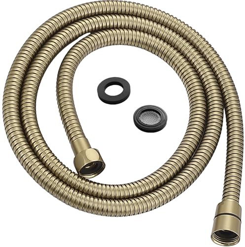 HOMYEP Gold Brauseschlauch Flexibler Edelstahl Handbrause Aufsatzschlauch 59 Zoll Gebürstetes Gold