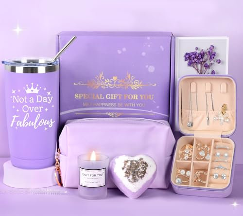 GEEKEO Regalos Originales Cumpleanos para Mujer Pack Regalo Mujer con Taza Termo Vela Perfumada y Joyero Viaje,Regalos para Amiga Mama Esposa,Regalo Navidad San Valentin Caja de Rgalo Aniversario