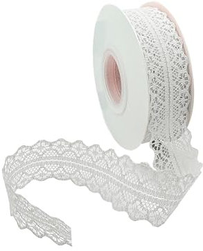 Vordpe Spitzenband, Borten und Bänder zum Nähen, Vintage Spitzenband Breit 3cm, Schleifenband Hochzeit Spitze-Borten für DIY Hochzeit Tischdeko Basteln Geschenkband (23m/Rolle, Cremefarben)