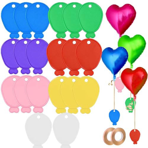 Lot de 20 poids et rubans de ballons colorés pour ballons à l'hélium, pendentifs de ballons en plastique, fournitures de fête d'anniversaire de mariage, décoration de célébration (ballon)