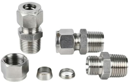 YUTBG 1/8 1/4 3/8 1/2 3/4 1 npt Maschio x 3-25mm 1/8-1 OD 304 Raccordo per Tubo in Acciaio Inox Raccordo a Compressione Raccordo-BSPT-3.175mm 1l8 pollici-1/2