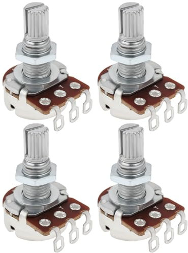 Create idea 4 Stück B50K Linear-Potentiometer-Regler, 18 mm lang, geteilter Schaft, Lautstärkeregler, Audio-Kontrolle, 3-polig, für E-Gitarre, Bass