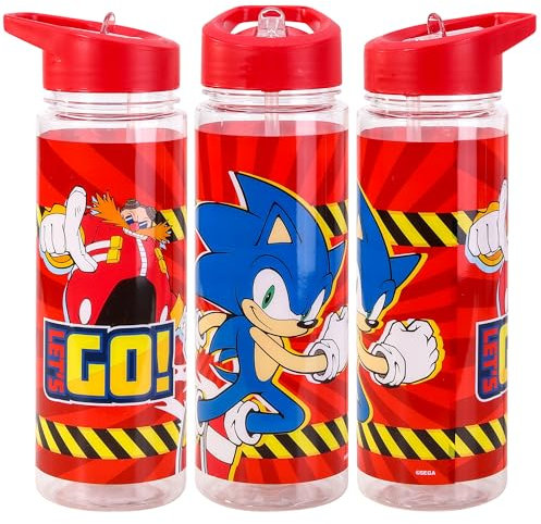 TDL Sonic the Hedgehog 650ml BPA-Free Pink Plastic Sports Bottle with Flip Straw Lid – Kids Hydration Bottle for School, Sports, and Everyday Use