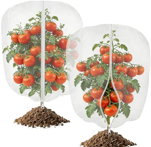 2Pack Fruit Tree Netting Bird Protection with Zipper & Drawstring, 80x100cm Garden Netting Mesh Pest Barrier Netting Bag for Plant Protection, Blueberry Bush, Trees & Vegetables